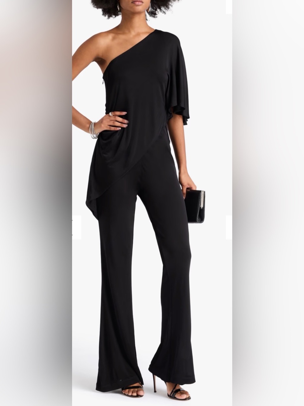 Diane Von Furstenberg Black Talia One Shoulder Jersey Jumpsuit. Sz Small - Picture 3 of 11